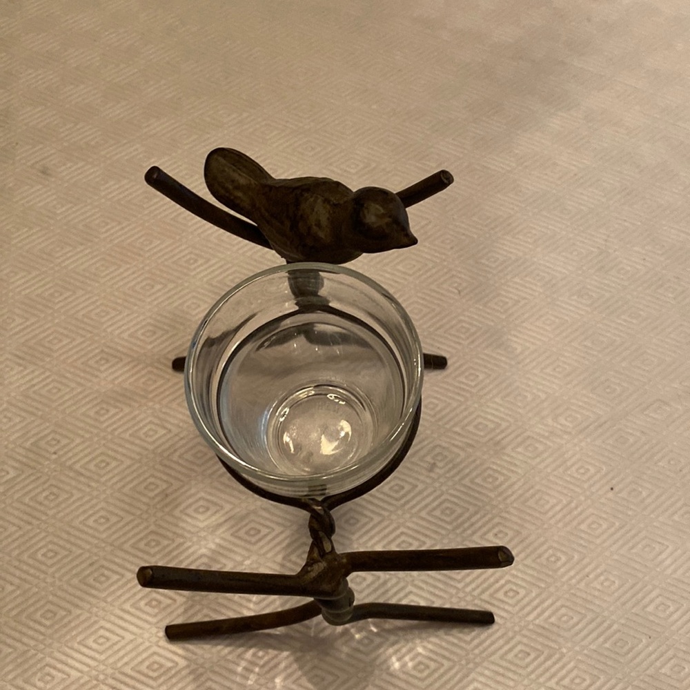 Bird metal candle holder